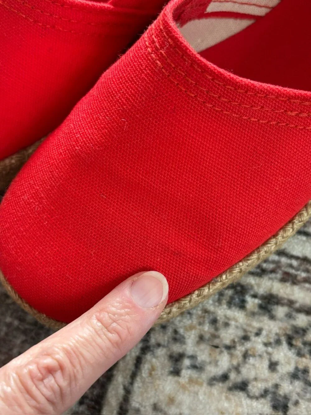 VTG SEARS Slip On Platform Wedge Espadrilles in Cherry Tomato 60s 70s SZ 8.5